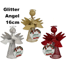 Christmas Glitter Angel 16cm, Assorted  